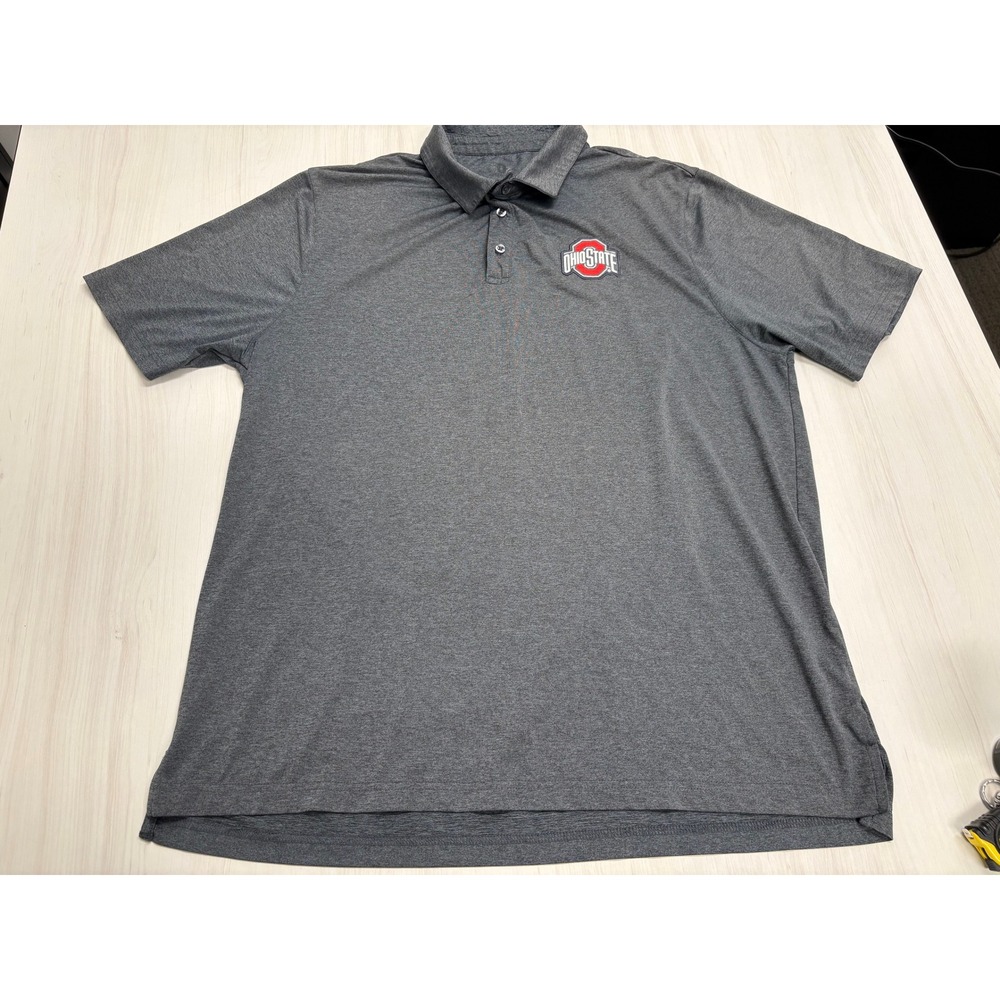 Ohio State Buckeyes Polo Men's Large L Gray Performance Stretch NCAA Golf Shirt